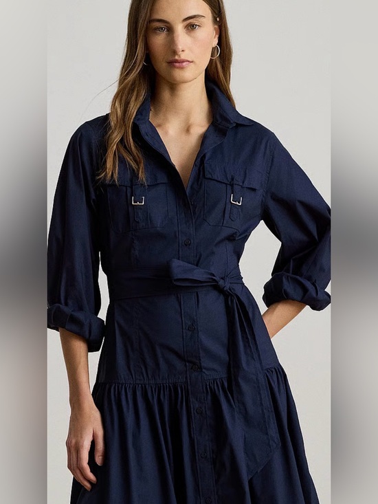 Lauren Ralph Lauren Dresses & Skirts - Lauren Ralph Lauren Buckle-Trim Cotton-Blend Shirtdress - Short Dresses